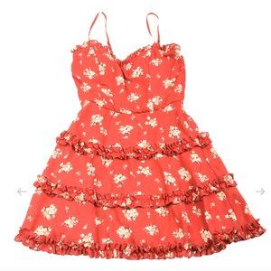 Francesca's Red Floral Spaghetti Strap Mini Dress, Size L